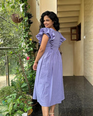 Lavender Katha Cotton Midi Dress