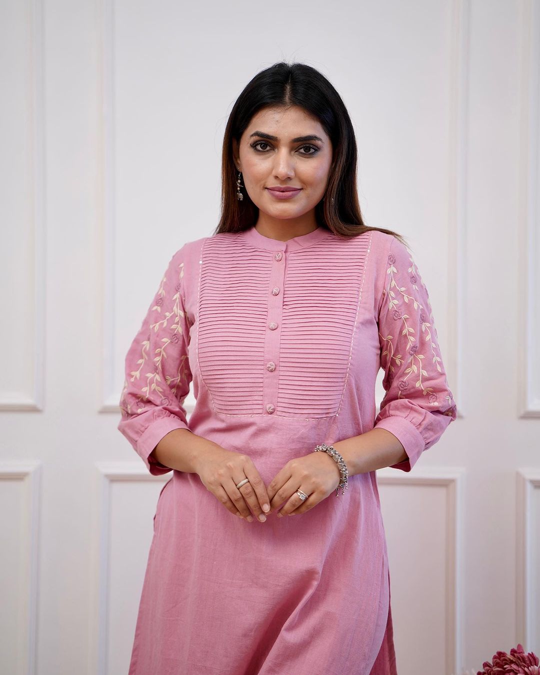 Trending Cotton Pink Kurta Pant Set