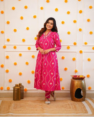 PINK HANDWORK STRAIGHT KURTA WITH PANT