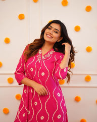 PINK HANDWORK STRAIGHT KURTA WITH PANT