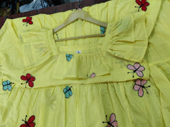 Trendy Butterfly Print Yellow  Middi Dress