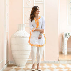 WHITE EMBROIDERED KURTA WITH PANT