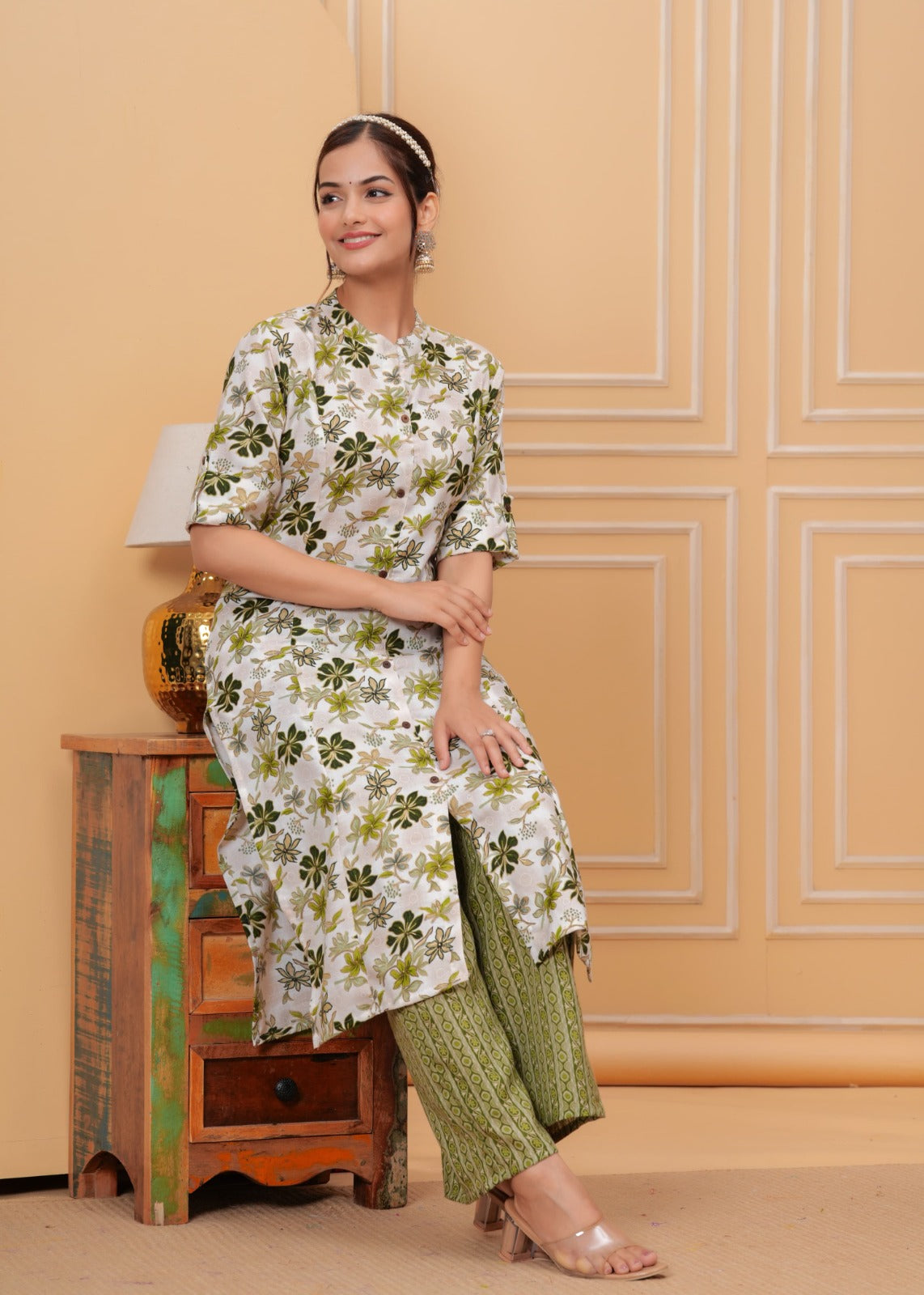 Premium Floral Printed  Straight Kurta With Palazzos