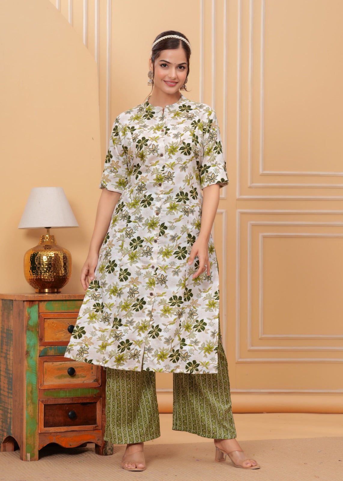 Premium Floral Printed  Straight Kurta With Palazzos