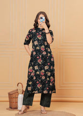 Premium Floral Print Cotton Kurta Set