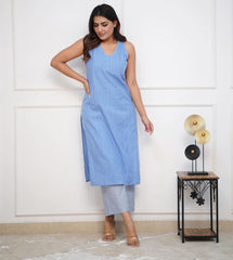 Pure Cotton Handloom Katha work Kurti  with Plazzo