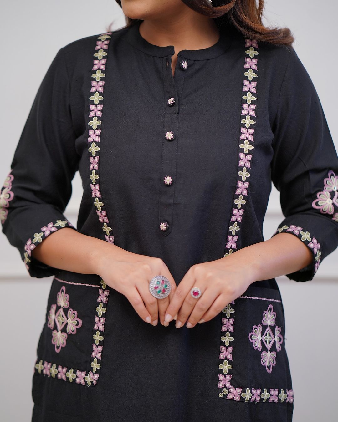 Trending Cotton Black Kurta Pant Set