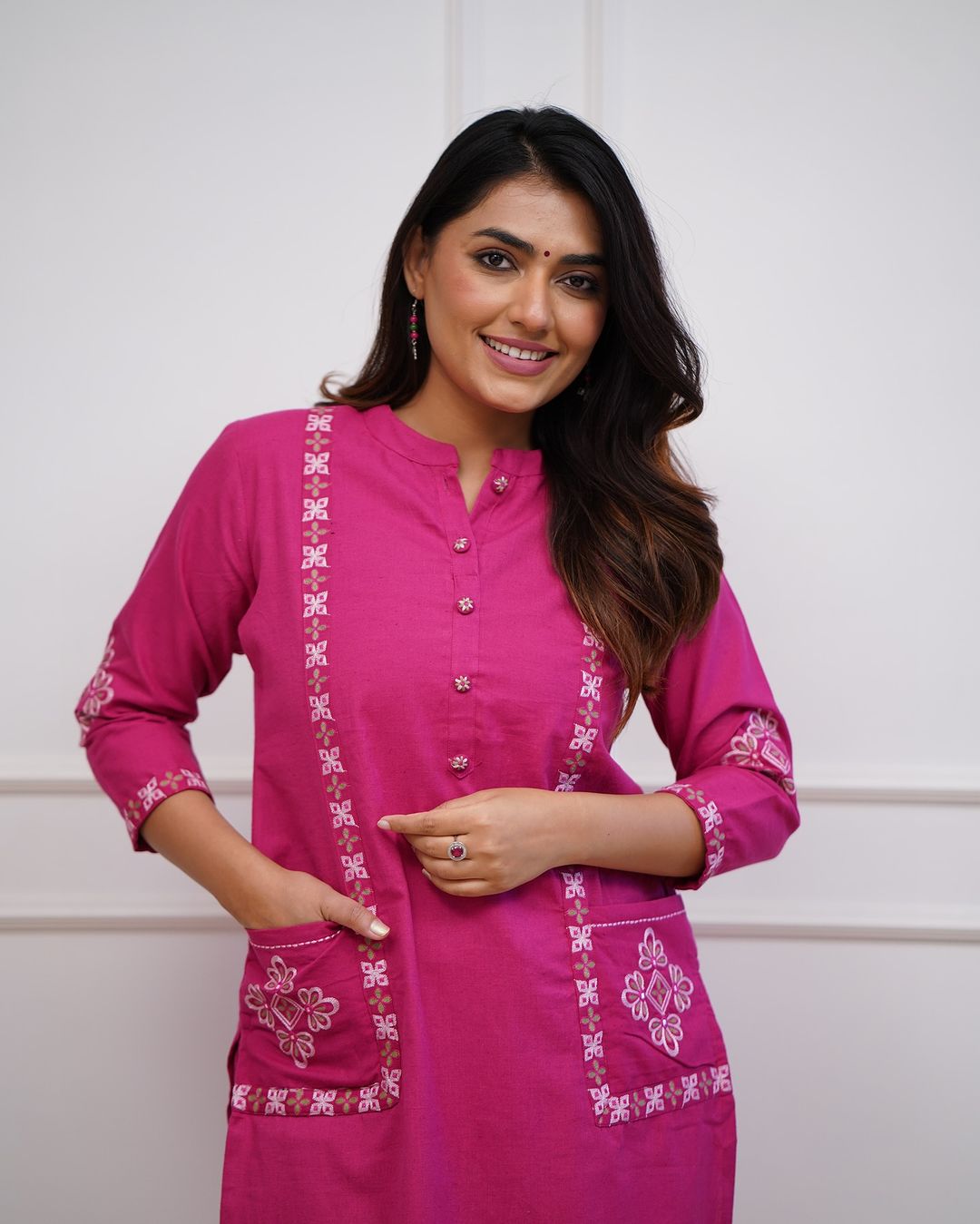 Trending Cotton Pink Kurta Pant Set