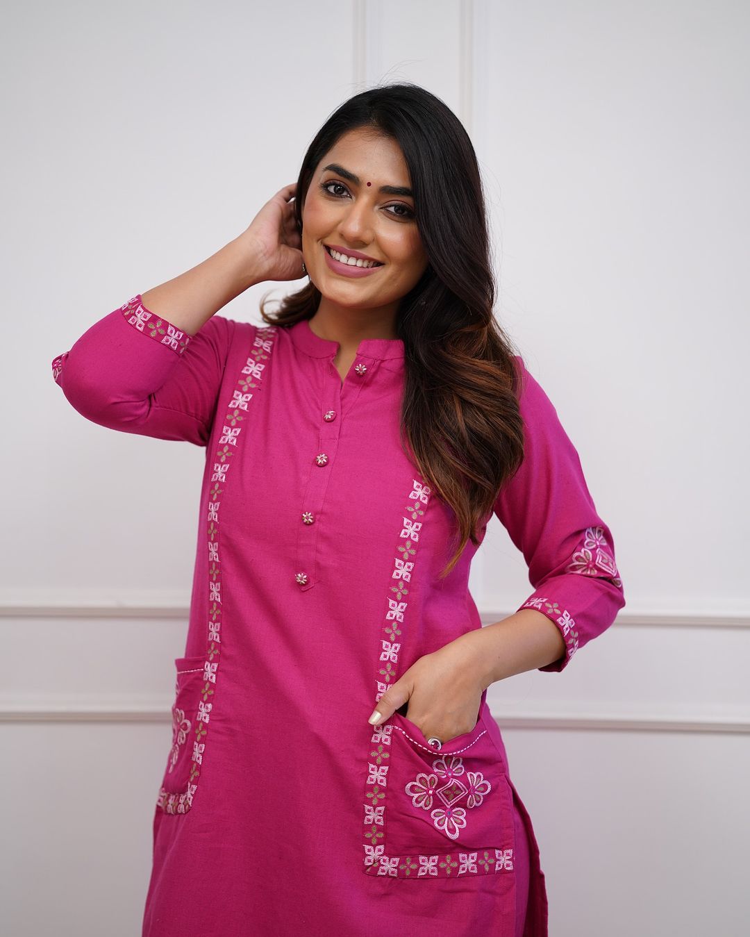 Trending Cotton Pink Kurta Pant Set