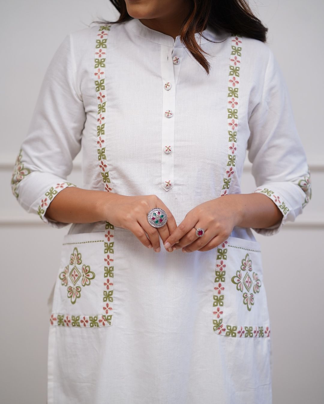 Stylish Cotton White Kurta Pant Set