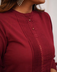 Maroon Rayon Kurta With Pant