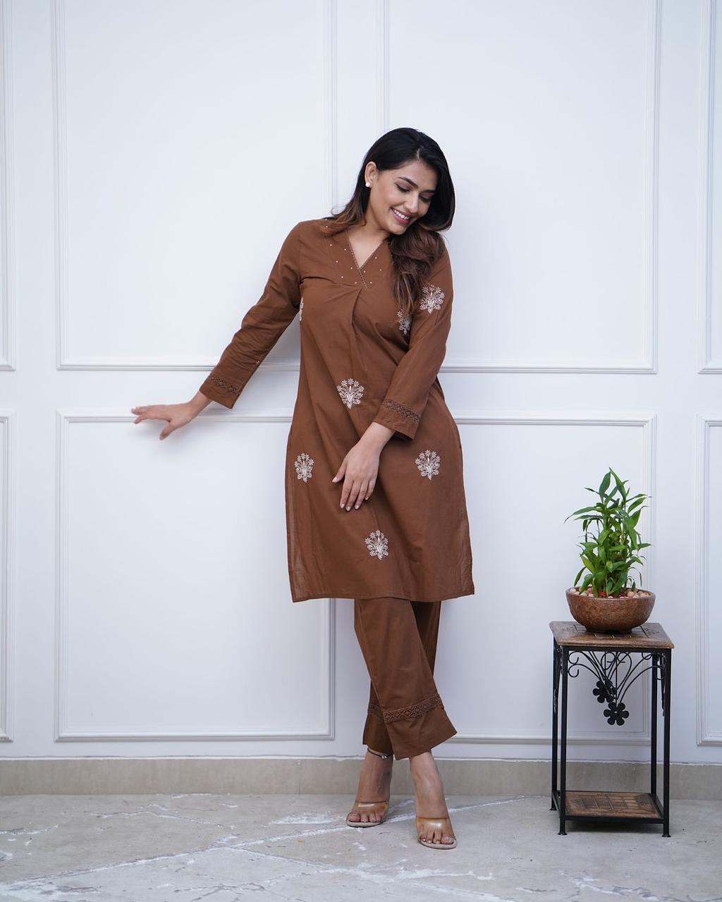 Trendy Cotton Kurta Pant Set