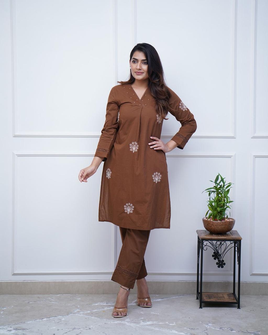 Trendy Cotton Kurta Pant Set