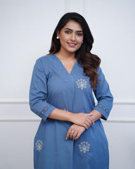 Trendy Blue Cotton Co-ord Set