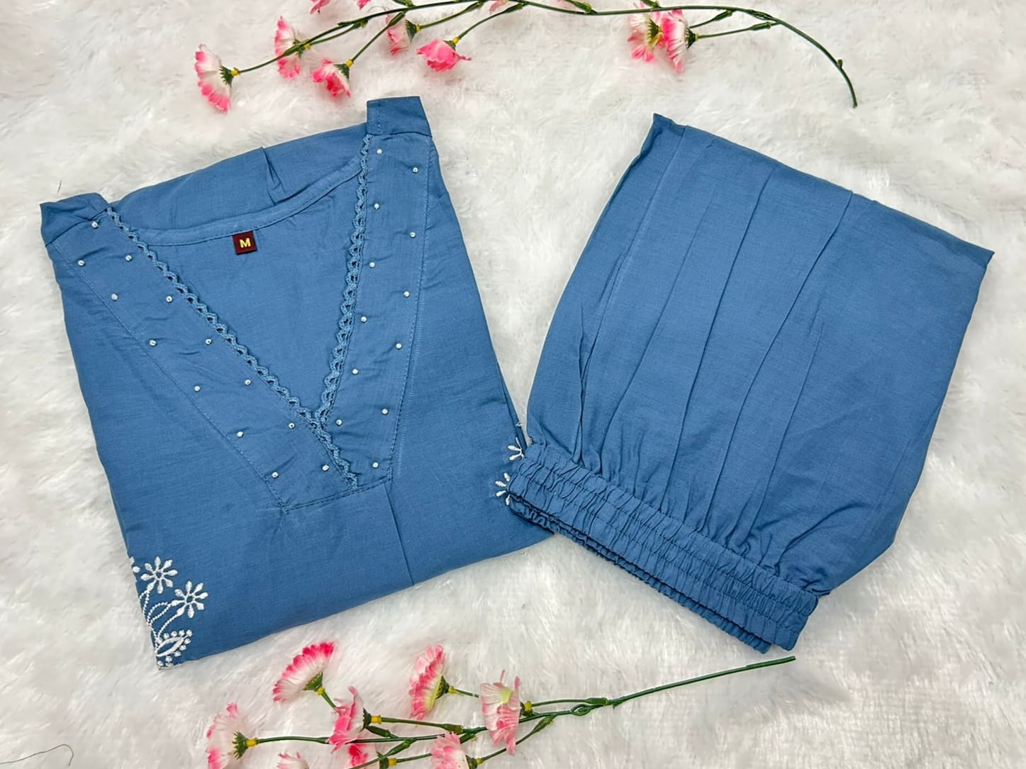 Trendy Blue Cotton Co-ord Set