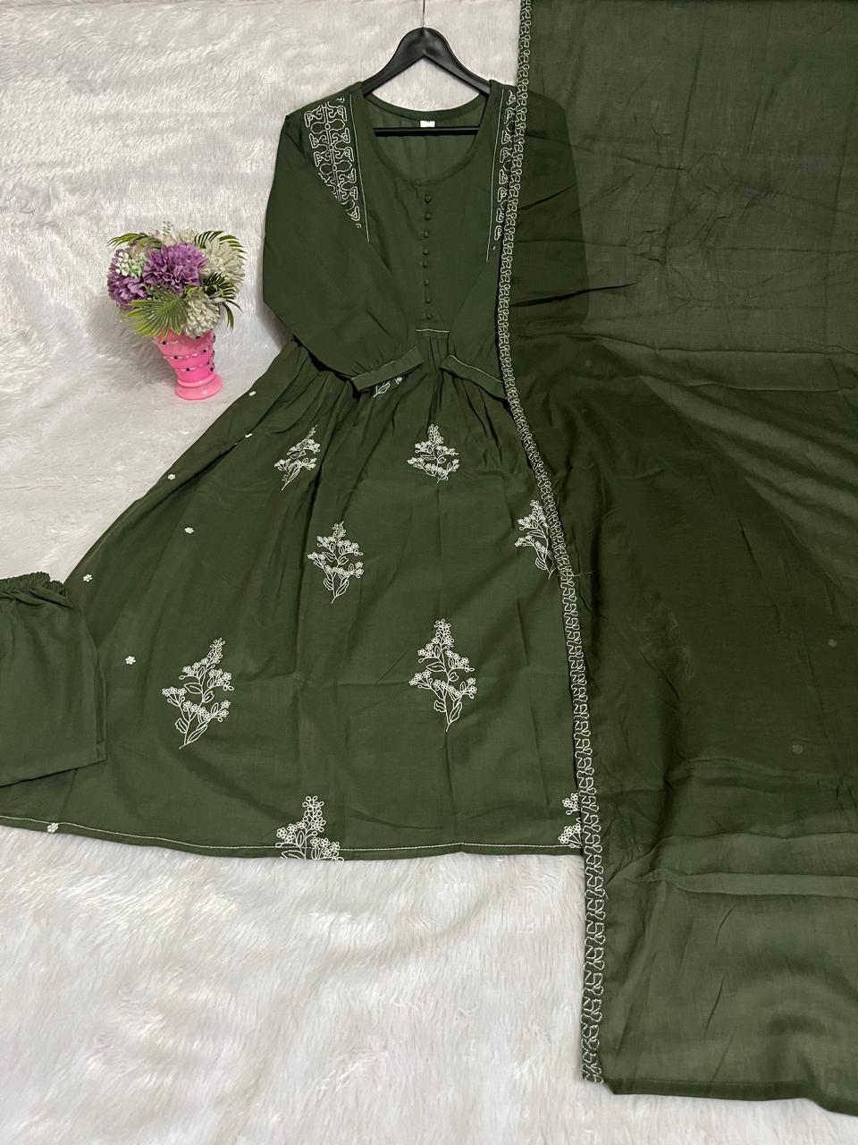 Green-Muse-Dupatta Set