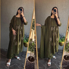 Green-Muse-Dupatta Set