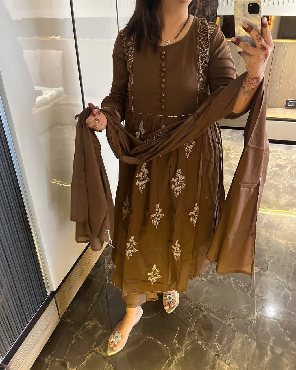 Premdhaga-Brown-Dupatta Set
