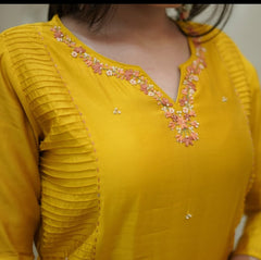 Yellow Embroidered Kurta Set