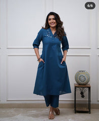 Premdhaga-Teal Blue-Kurta Set