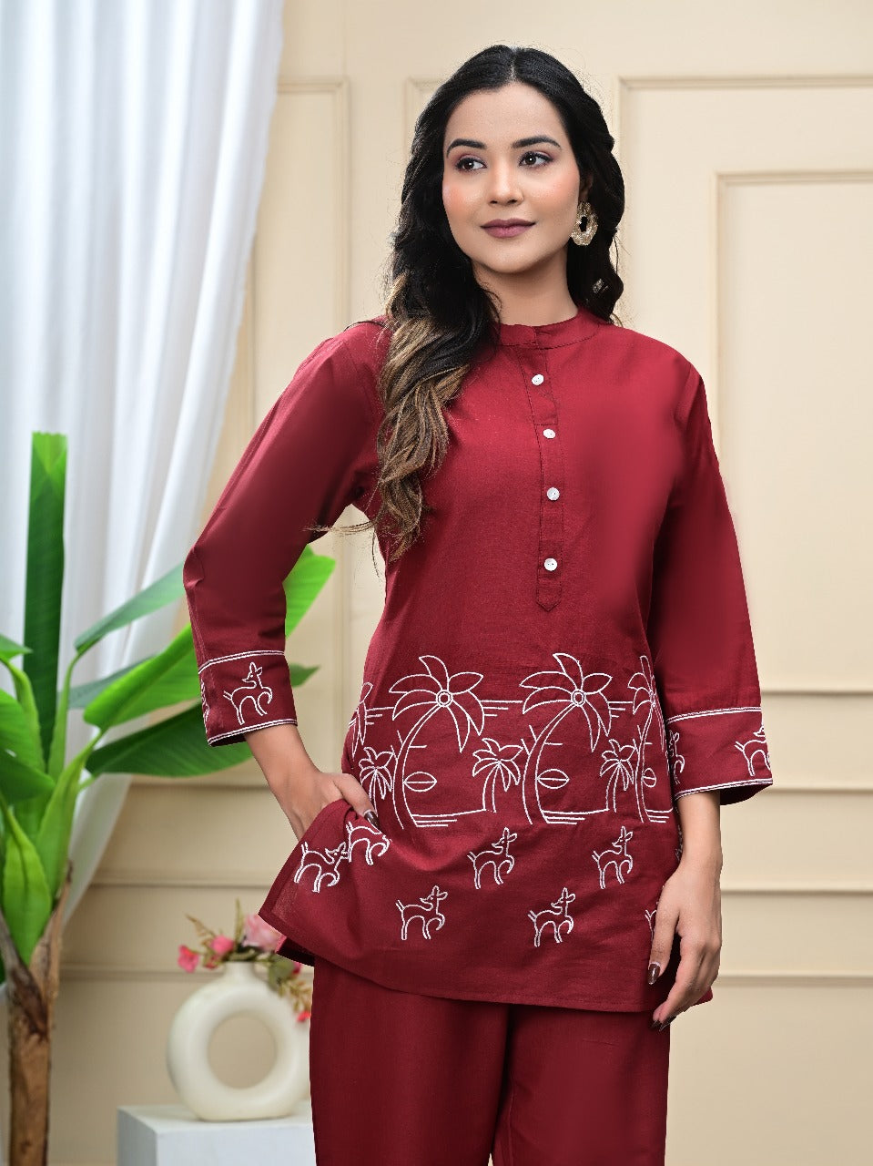 Premdhaga-Maroon-Co-Ord Set