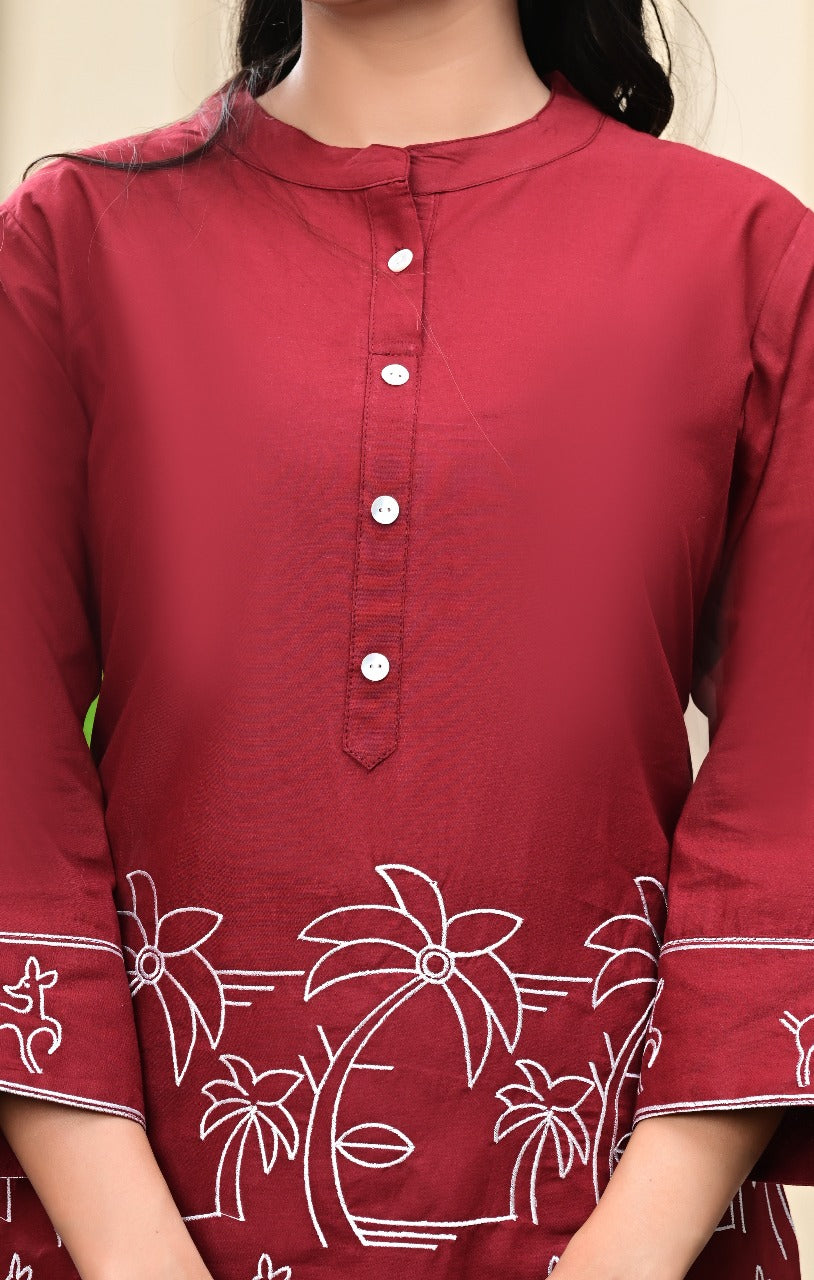 Premdhaga-Maroon-Co-Ord Set