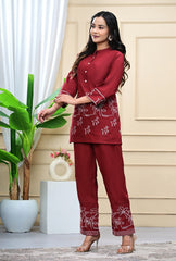 Premdhaga-Maroon-Co-Ord Set
