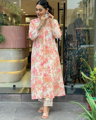 Premdhaga-Peach/White-Dupatta Set