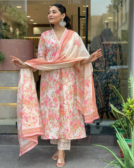 Mughal Butta Print Anarkali Suit