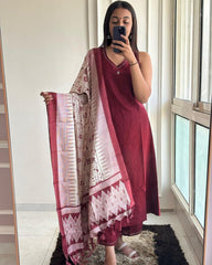 Premdhaga-Maroon-Dupatta Set