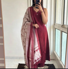 Premdhaga-Maroon-Dupatta Set