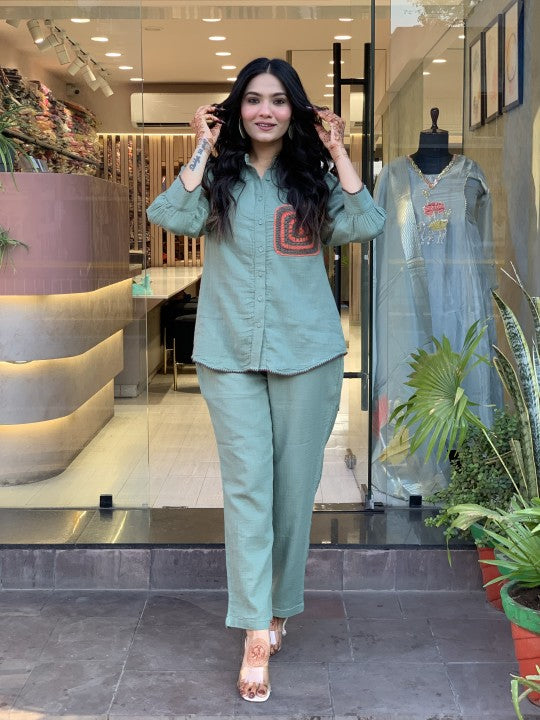 Premdhaga-Saga green-Co-Ord Set