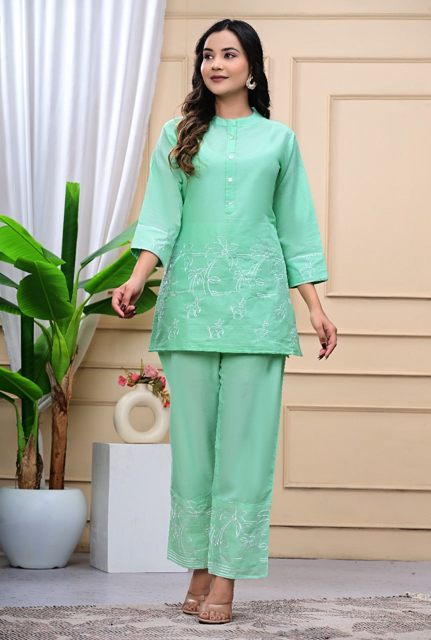 Premdhaga-Mint Green-Co-Ord Set
