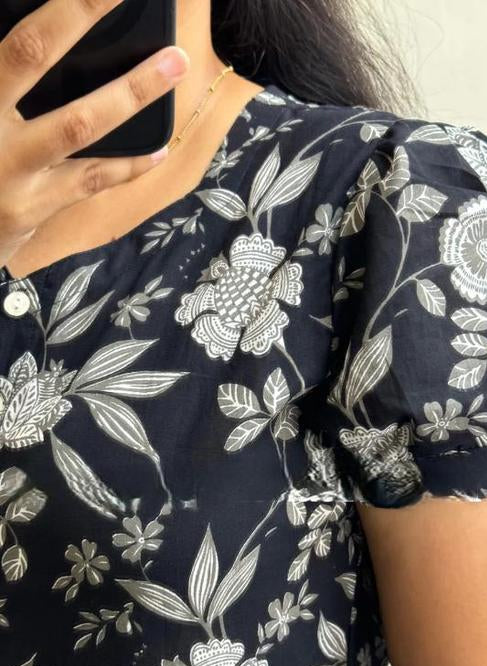 BLACK FLORAL MIDI DRESS