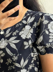 BLACK FLORAL MIDI DRESS