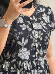 BLACK FLORAL MIDI DRESS